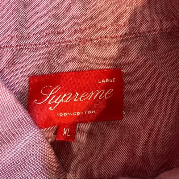 Supreme Red Gingam Long Sleeve Button Cuffes Button Front Shirt - Picture 6 of 9